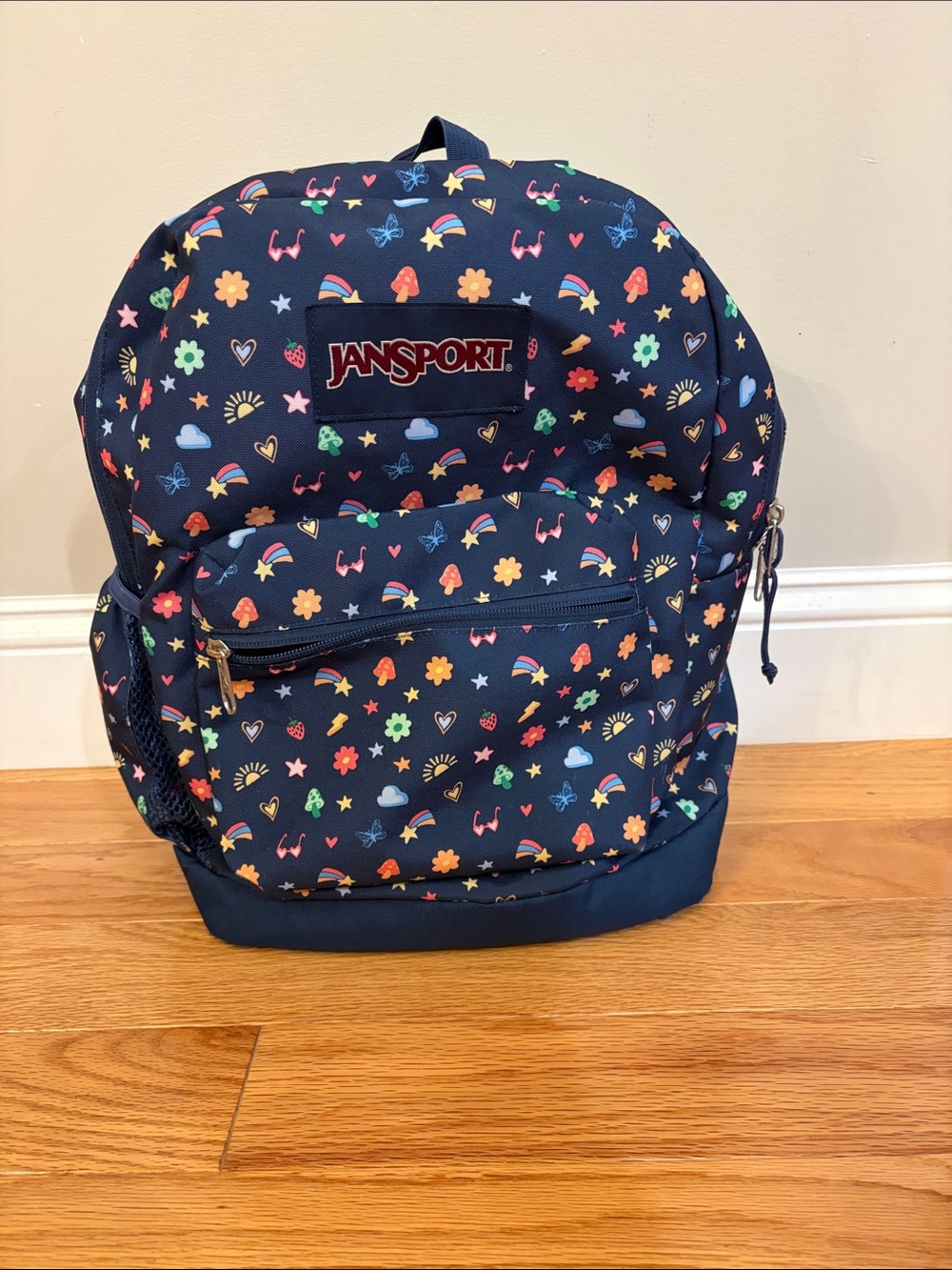 Jansport, Cross Town Plus Backpack, Navy with Multicolor Icon Print